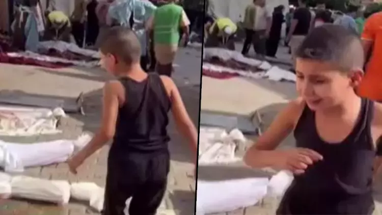 Filistinli çocuğun cansız bedenler arasında ailesini araması tüyler ürpertti