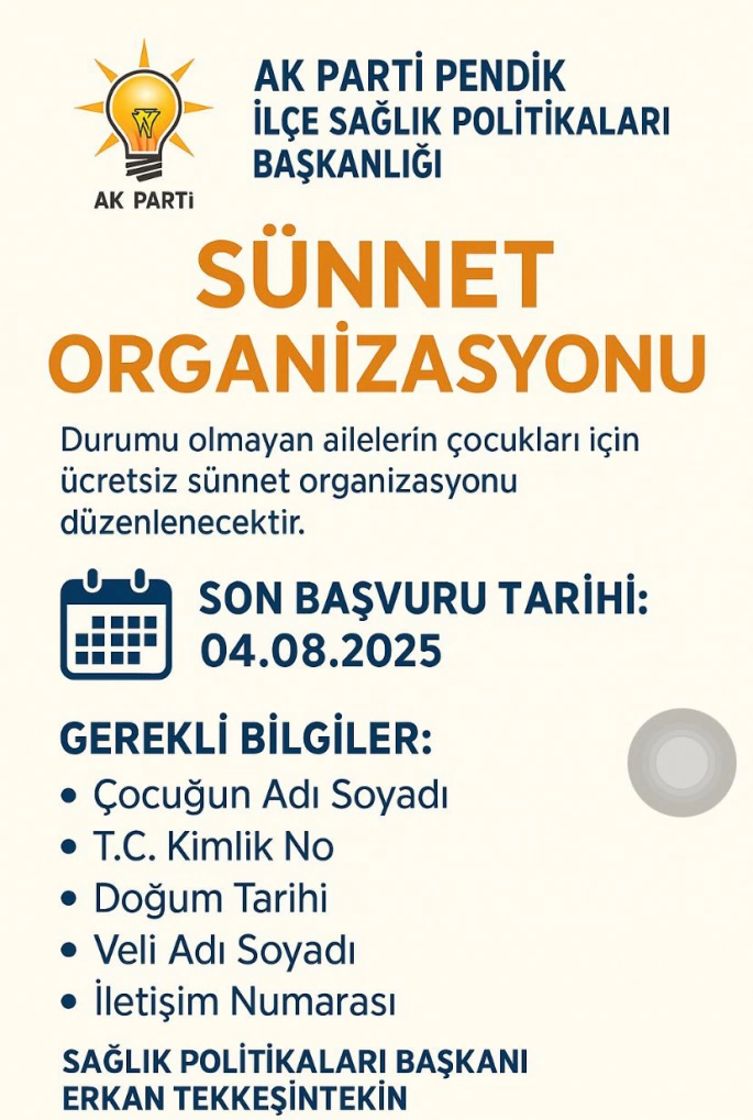 AK Parti Pendik’ten Ücretsiz Sünnet Organizasyonu