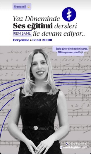 İrem Şamlı ile Yaz Döneminde Ses Eğitimi Dersleri Devam Ediyor