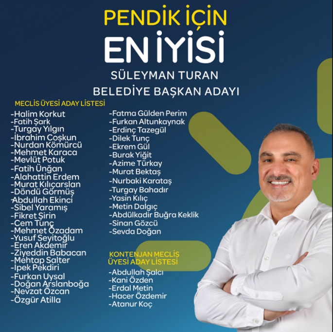 İYİ Parti'nin Pendik Belediye Meclis Üyesi Aday Listesi Belli Oldu