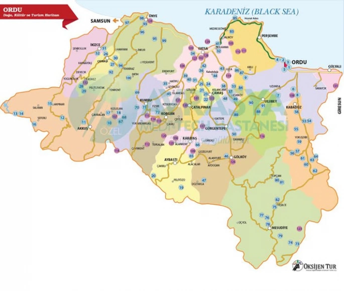 Ordu ve İlçeleri Kültür Turizm Haritası