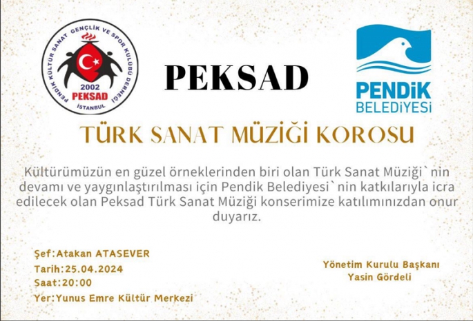 PEKSAD TSM Korosu 25 Nisan’da Konser Veriyor