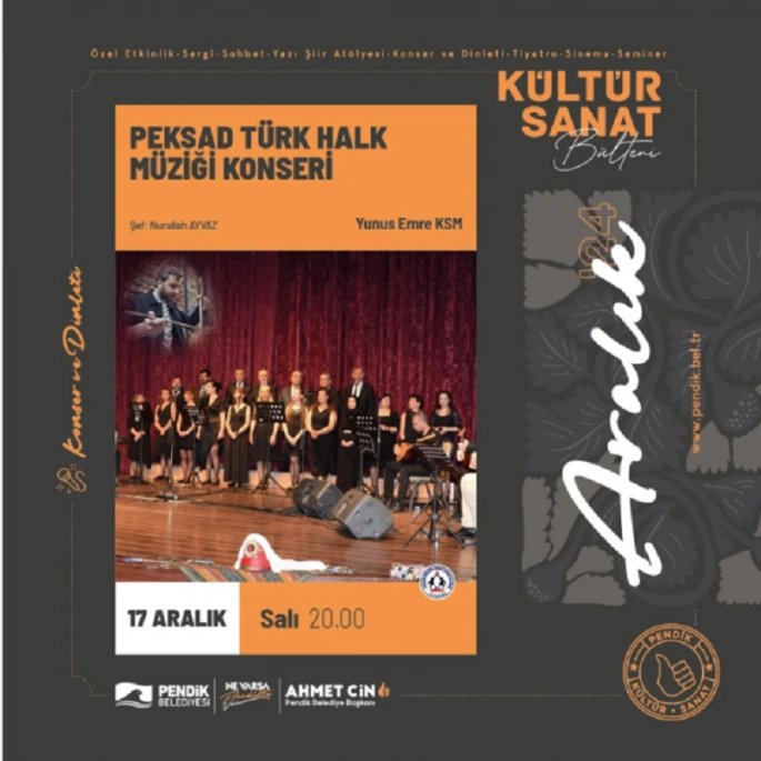 PEKSAD Türk Halk Müziği Konseri 17 Aralık’ta 