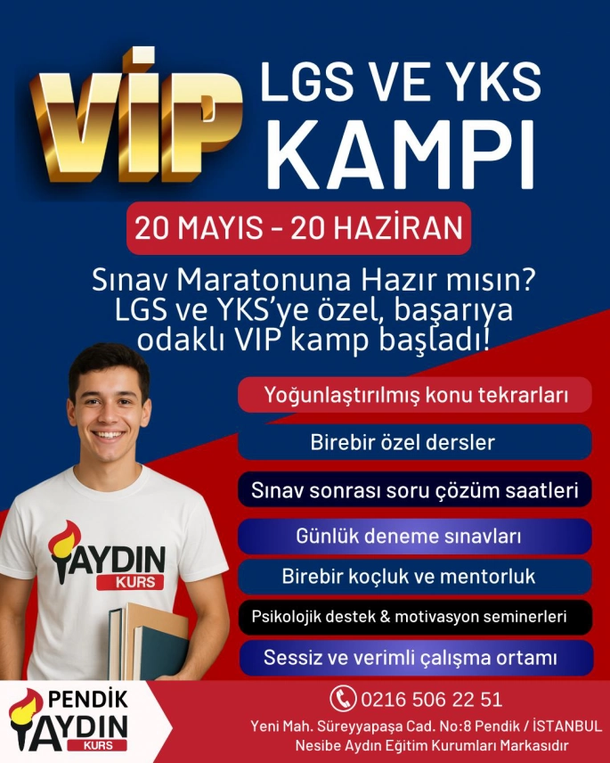 Pendik Aydın Kurs’ta ‘VIP LGS ve YKS Kampı’ 20 Haziran’a Kadar Devam Ediyor