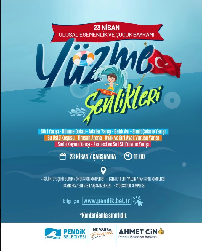 Pendik’te 23 Nisan Ulusal Egemenlik ve Çocuk Bayramı Yüzme Şenlikleri
