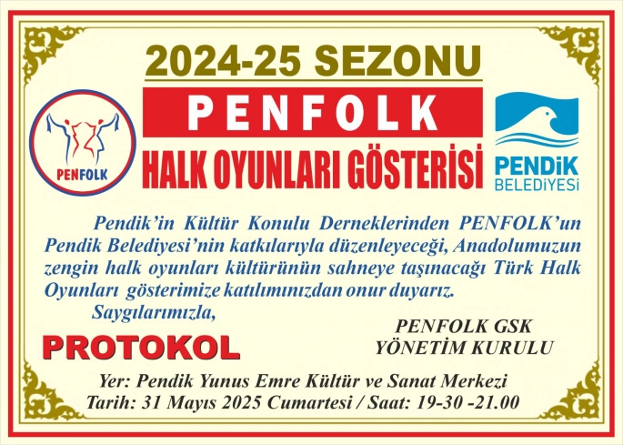 PENFOLK Halk Oyunları Yıl Sonu Gösterisi 31 Mayıs’ta