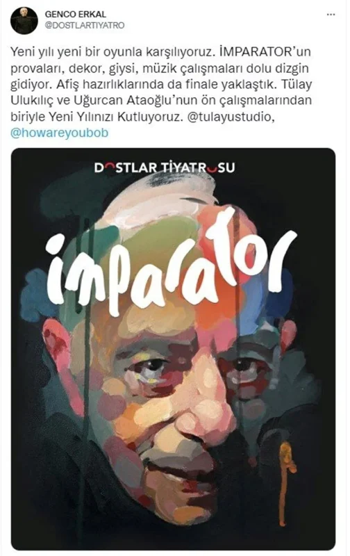 Sosyal medya hesabını aktif olarak kullanan ünlü isimlerden biri olan usta oyuncu Genco Erkal, Twitter üzerinden yeni yıl mesajı paylaştı.